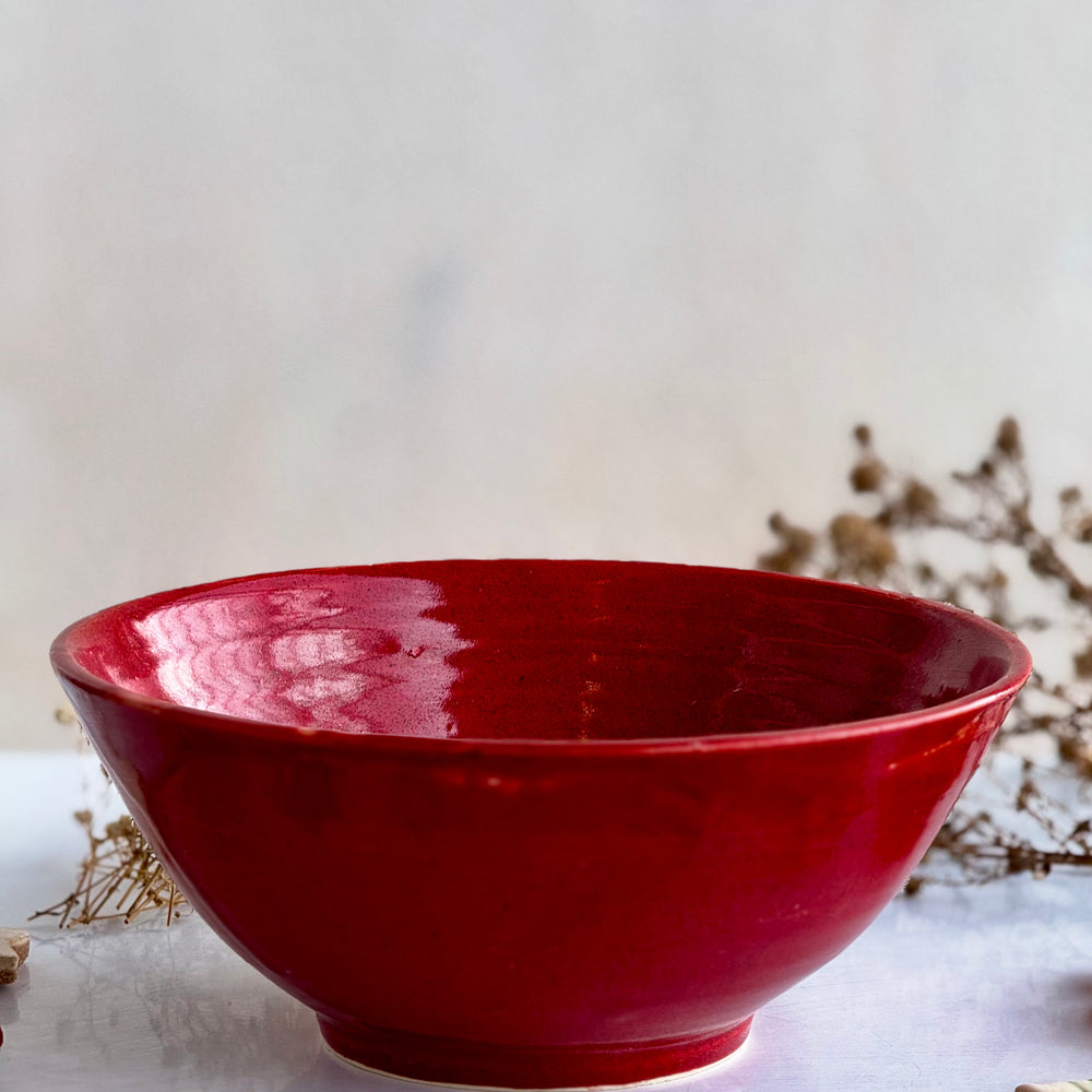 Cherry Lacquer Bowl viewed from a slight angle