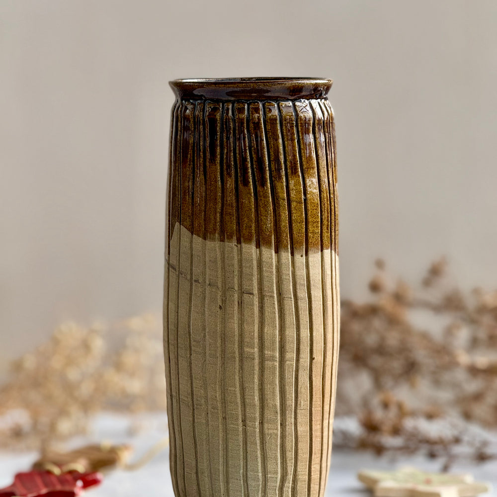 Harvest Fluted Vase viewed from a slight angle