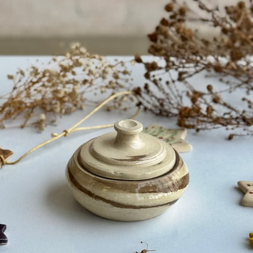 Harvest Lidded Jar, lid closed, front view