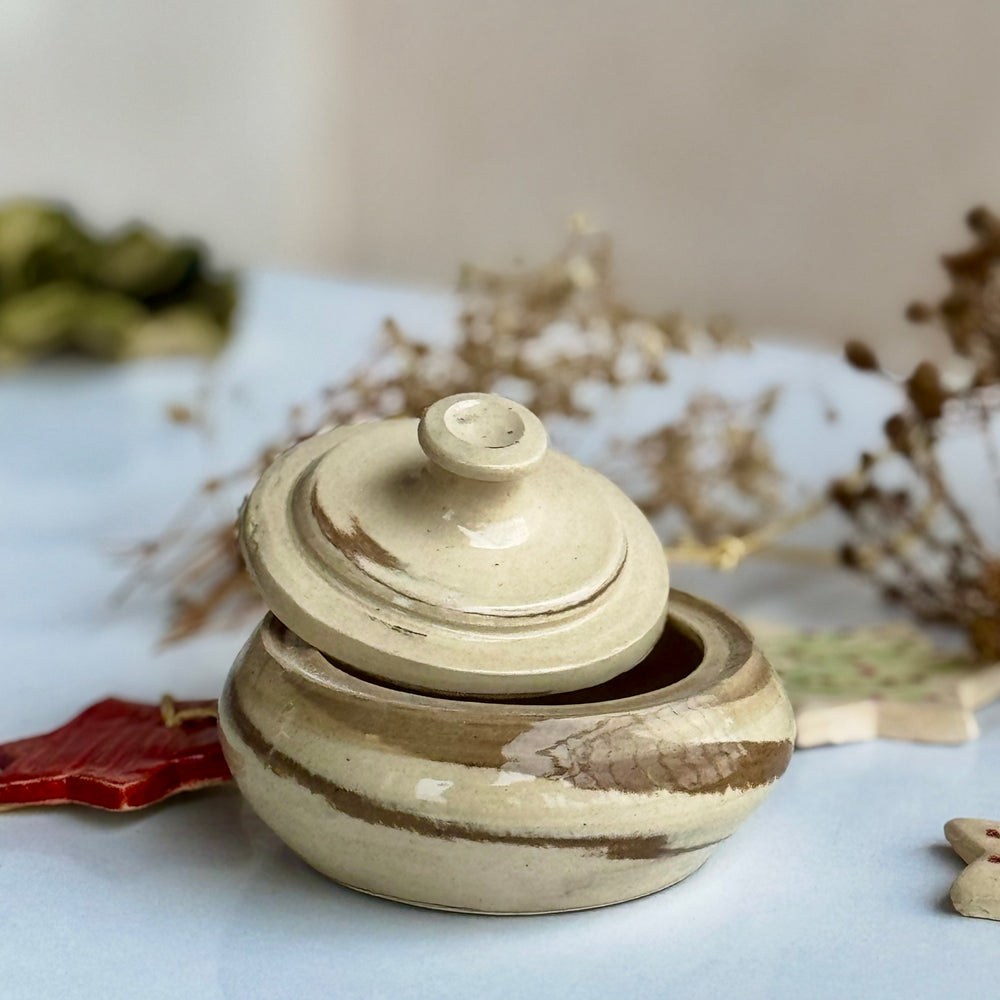 Harvest Lidded Jar, lid closed, different angle