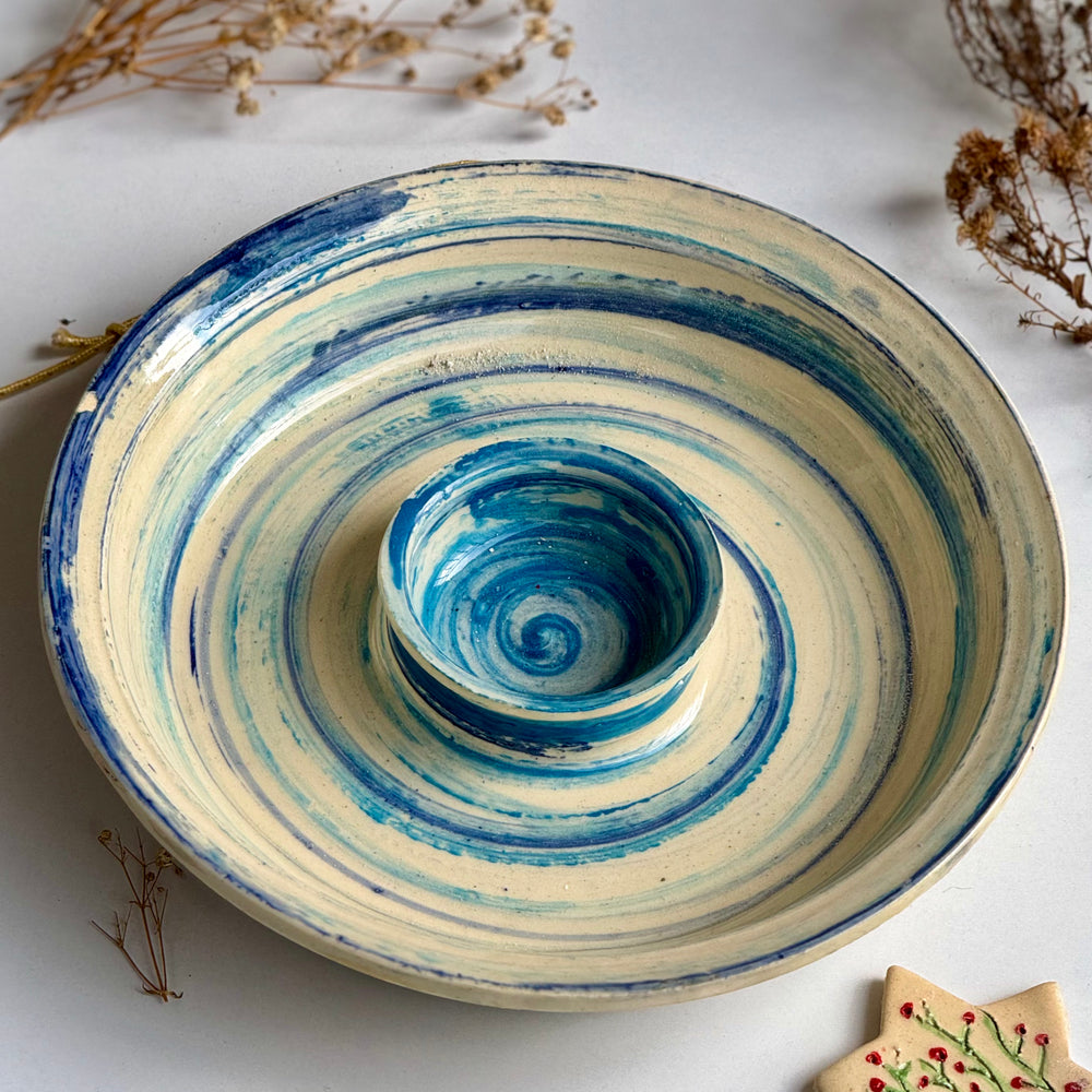 Whirlpool Chip Dish, top-down view in different light