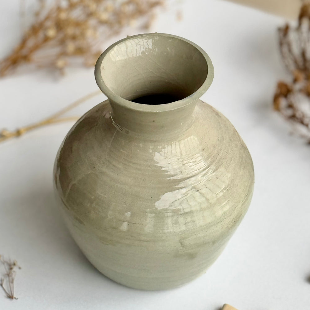 Sage Pebble Vase viewed from a slight angle