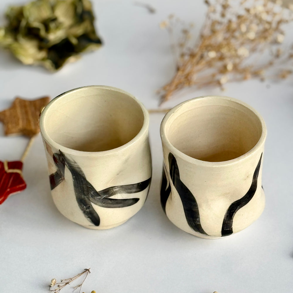 Ink Stroke Cups, close view of the brushstroke pattern
