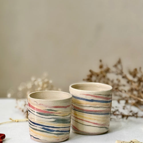 Carnival Stripe Cups, the pair shown side by side