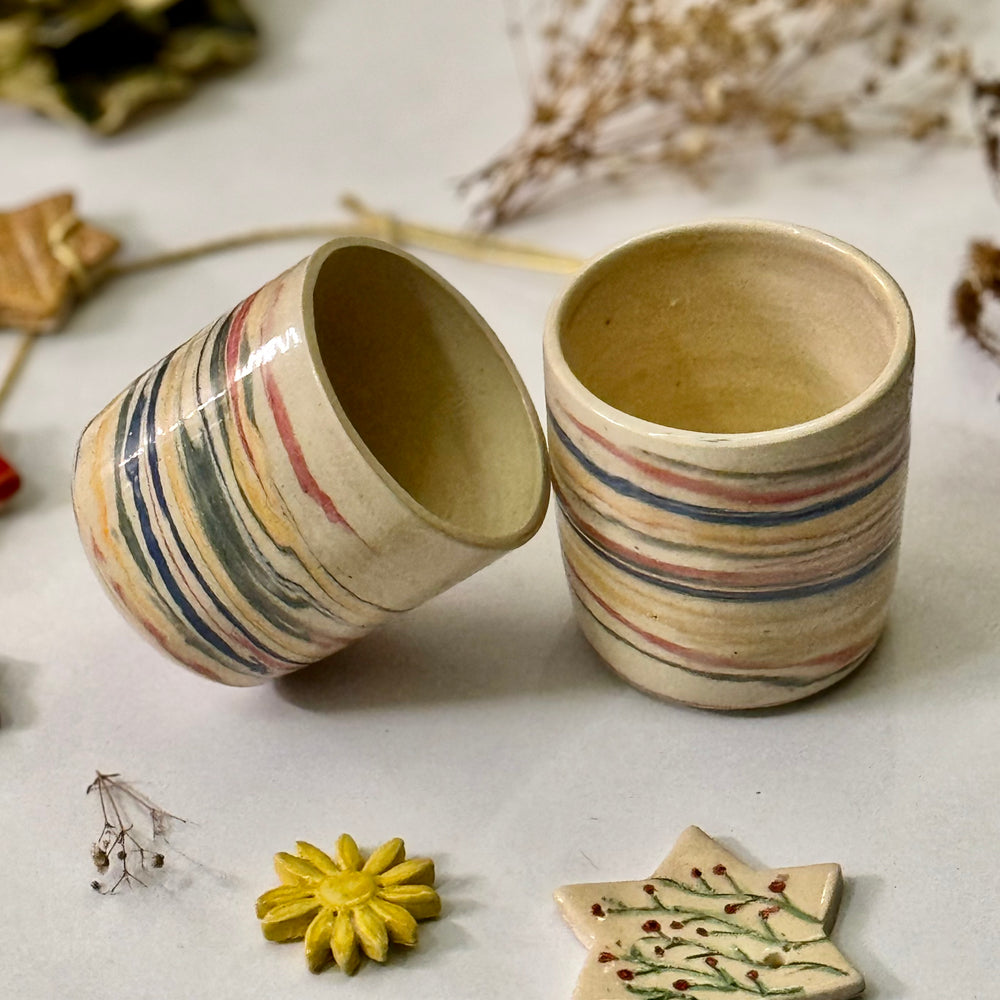 Carnival Stripe Cups, the pair stacked together