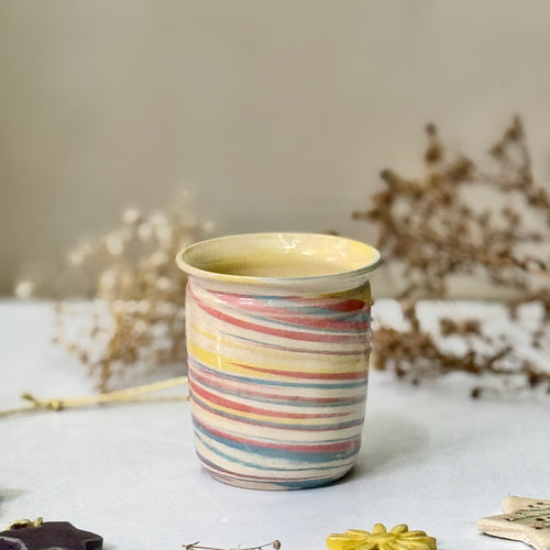 Carnival Stripe Cups, front view of one cup
