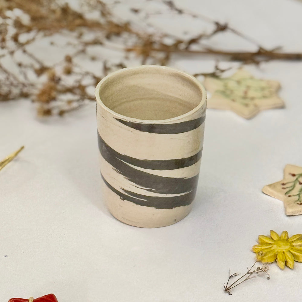 Zebra Stroke Cups, top-down view of one cup