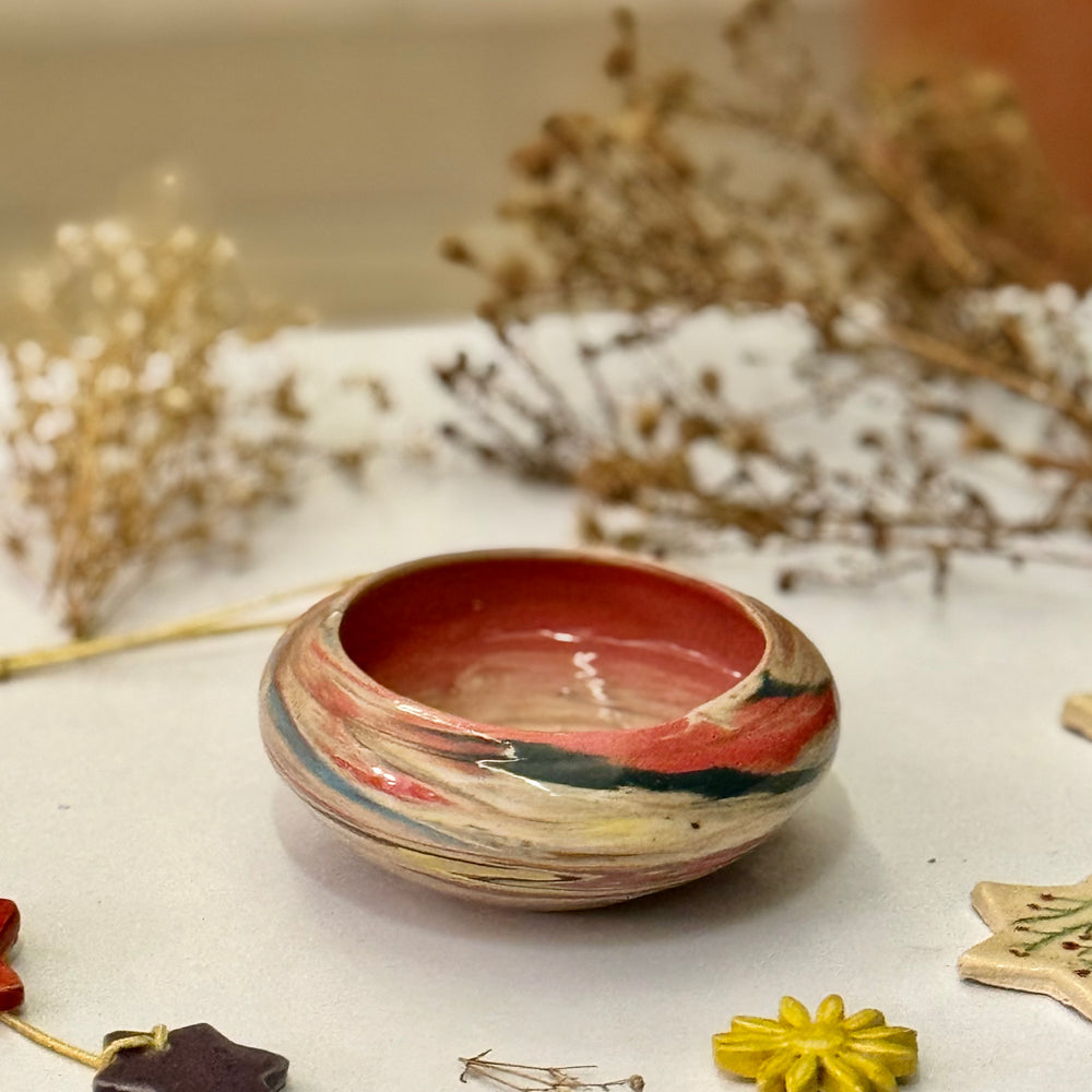 Sunset Marble Bowl viewed from a slight angle