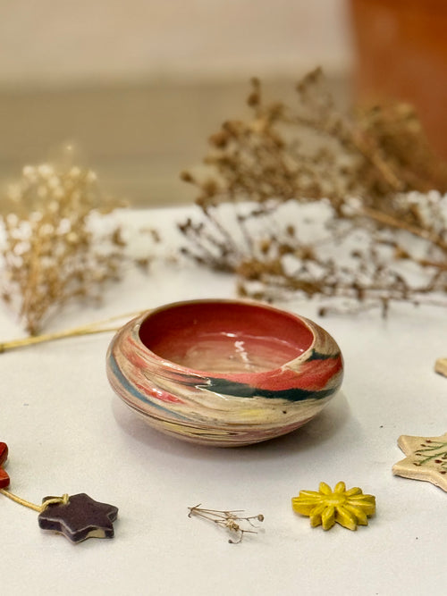 Sunset Marble Bowl viewed from a slight angle