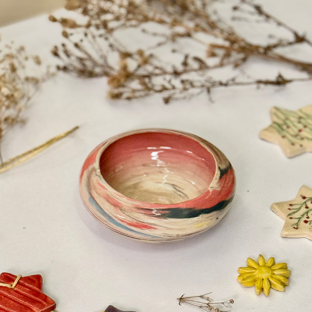 Sunset Marble Bowl, close interior view