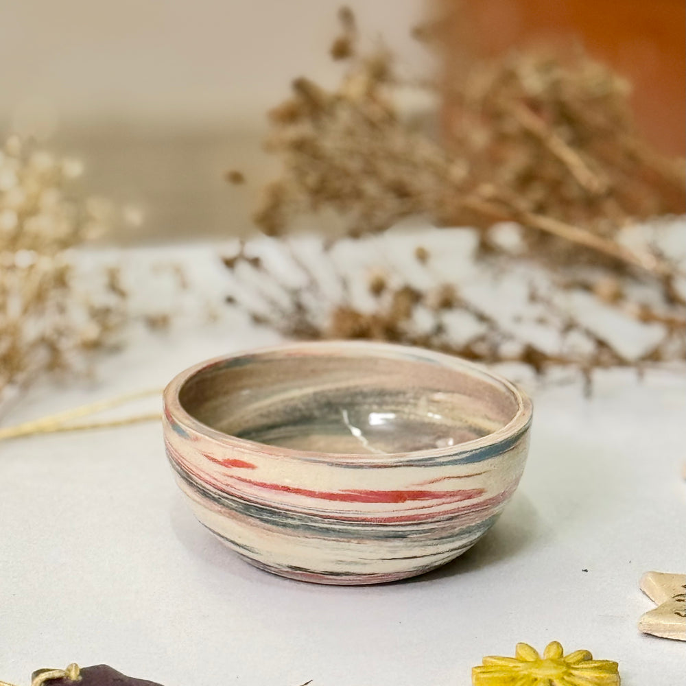 Orchard Stripe Bowls, the pair stacked together
