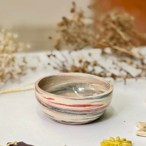 Orchard Stripe Bowls, the pair stacked together