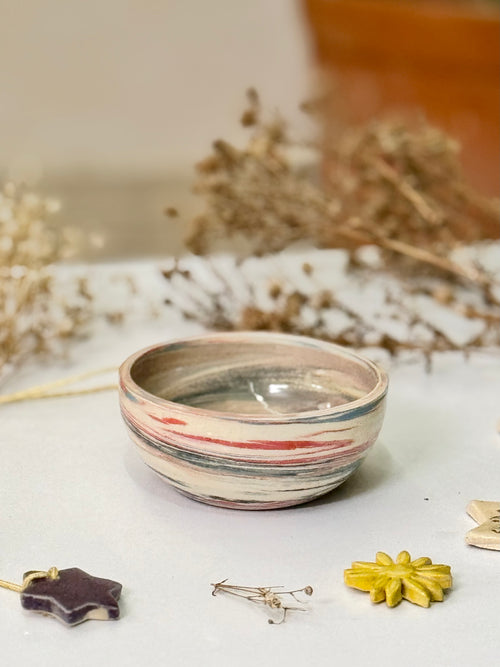 Orchard Stripe Bowls, the pair stacked together