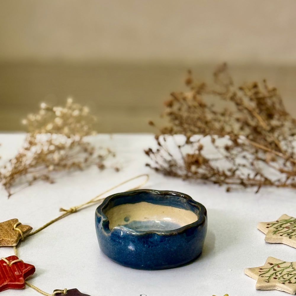 Cobalt Rim Bowls, the pair stacked together